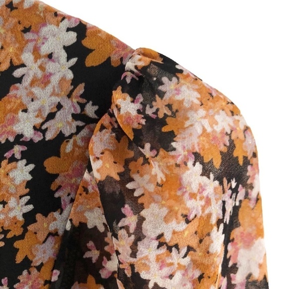 Sanctuary Womens Harvest Floral Shirred Neck Babydoll Mini Dress Small - Picture 7 of 15